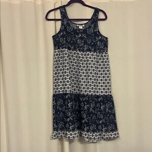 Elegant Floral Navy and White Mini Dress
